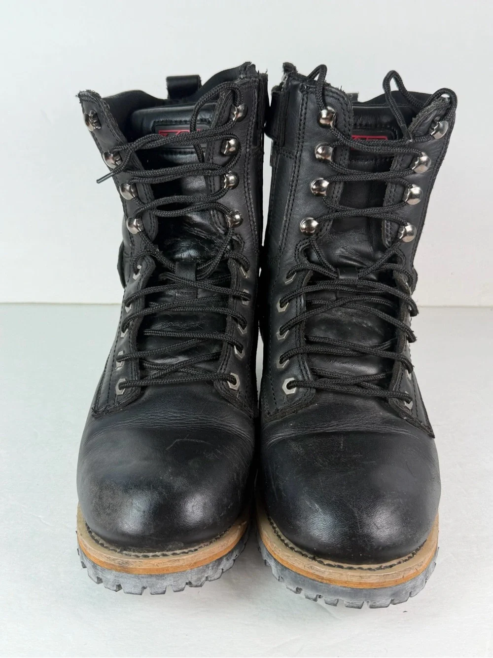 Z1R M4 Men’s Motorcycle Boots Size 8 Black Leather Lace Up Side Zip Biker